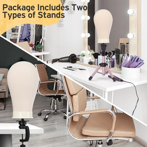 Klvied Wig Mannequin Stand with Head for Desktop,Rose Golden