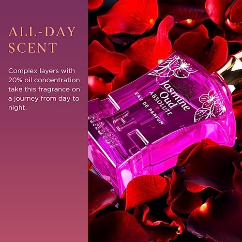 H HABIBI Jasmine Oud Absolute Arabian Perfume for Women - 2.5 oz (75ML) Long Lasting Women's Fragrances, Woody Floral Scent with Leather, Rose & Oud Notes