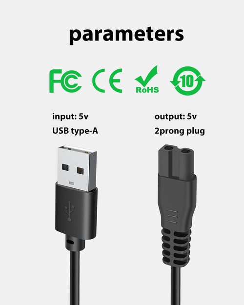 5V Charger Replacement Cable for MANSPOT HC-W003A Models, wotdmu USB Charger Cord Compatible with MANSPOT Trimmer Charging with 1 Cleaning Brush, 3.3ft Power Cord