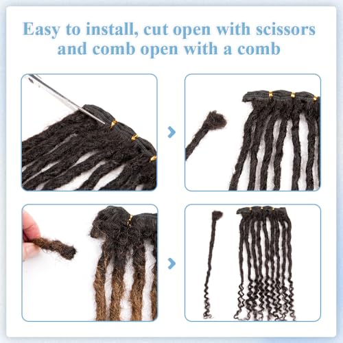 Originea 0.6cm 6-18 Inch 100% Human Hair Dreadlock Extensions Curly Ends Loc Extensions Human Hair For Women/Kids Handmade Permanent Loc Extensions Can Be Dyed Bleached Curled T30# 8 inch 60 Strands