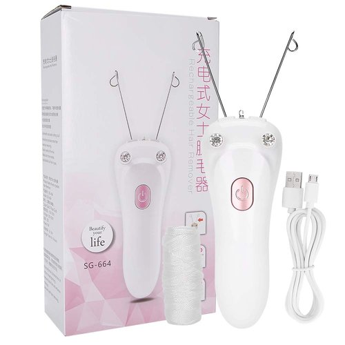 Threading Hair Removal, Hair Remover Electric Face Eyebrow Threading Epilator USB Charging Cotton Thread Depilation Machine Device for Women Girls Ladies ()
