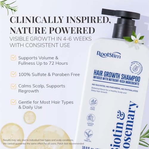 Biotin & Rosemary Shampoo for Hair Growth: Hair Loss Shampoo for Thinning Hair Infused with Nutrient Rich Ingredients for Hair thickening Sulfate Free 10 fl oz