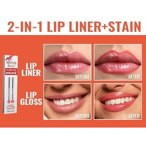 2pcs Lip Stain Peel Off - Lip Liner Stain Long Lasting Waterproof,2-in-1 Lip Liner with Tweezer Nude Matte,Non-Stick Cup,Highly Pigmented£¬Natural Finish,Stay On All Day,Perfect for Gift (Nude+Mauve)