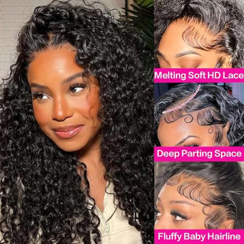 CHEETAHBEAUTY 13x6 HD Transparent Burmese Curly Wig Human Hair 250% Density Curly Lace Front Wigs Human Hair Pre Plucked with Baby Hair Virgin Human Hair Wigs for Women 20Inch