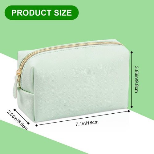8 Pcs Small Preppy Makeup Bag, PU Leather Zipper Cosmetic Bag Bulk, Plain Cosmetic Pouch Waterproof Versatile Portable Toiletry Bag Daily Storage Beauty Bag Organizer for Wedding Party Gift Travel