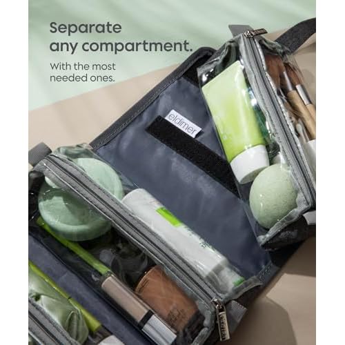 Small Roll Up Toiletry Bag for Traveling Women - Travel Makeup Bag with 4 Removable Compartments - Hanging Toiletry Bag - Cosmetic Travel Bag - Medicine Bag - TSA Approved Toiletry Bag
