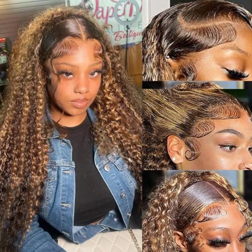 30inch Honey Blonde Wig Human Hair Deep Wave Lace Front Wigs Human Hair 13x6 highlight ombre 4/27 Hd Lace Frontal Wigs Wet And Wavy Glueless Wig Pre Plucked For Women