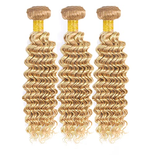 28 28 28 inch 613 Human Hair Bundles Blonde Deep Wave Bundles P27/613 Human Hair Bundle 27 Mixed With 613 Color