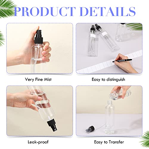 Eccliy 32 Pcs 8 oz Spray Bottles Fine Mist Cleaning Bottles Clear Empty Plastic Travel Sprayer Refillable Sprayer with Cap for Cleaning Solutions Oils Travel Perfumes(Black,Clear)