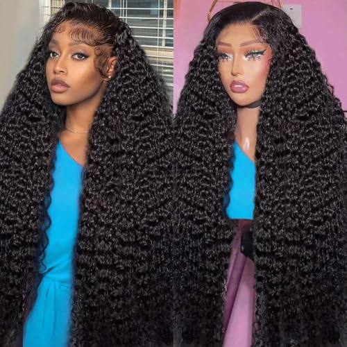 30 Inch Deep Wave Lace Front Wigs Human Hair Pre Plucked 200% Density HD Transparent 13x4 Lace Frontal Wigs For Women Human Hair Lace Front Wigs Deep Curly Human Hair Wig