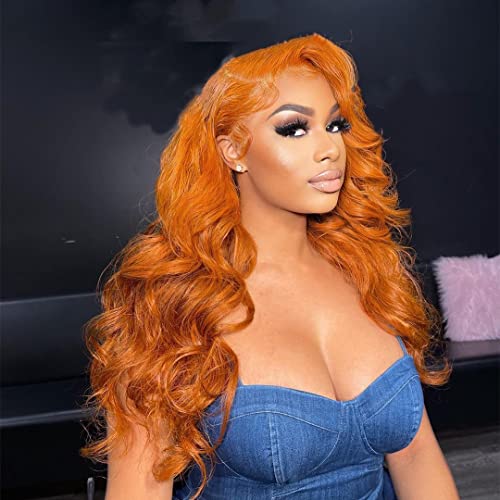 Orange Ginger Color 13x6X1 Lace Front Wigs Baby Hair Brazilian Remy Hair Body Wave Human Hair Wig13x4 Glueless Lace Wigs £¨24inch£©