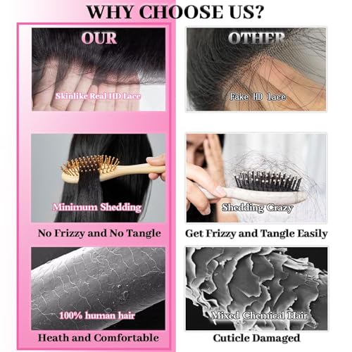 30 Inch 13x6 Lace Front Wigs Human Hair Pre Plucked, 180% Density Body Wave HD Transparent Lace Frontal Wigs with Baby Hair for Women, Glueless Wig, Natural Black