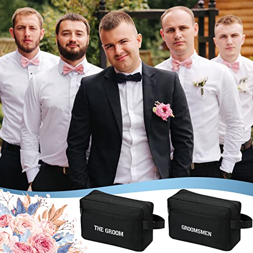 Kacctyen 10 Set Groomsmen Gifts Men Toiletry Bags Men's Travel Shaving Kit Oxford Cloth Travel Bag Toiletry Case Pouch Gifts for Wedding Bachelor Party Favors