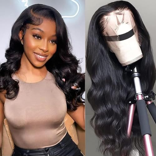 Body Wave Lace Front Wigs Human Hair Wide Lace 180 Density Human Hair Wigs 13x4 Human Hair Lace Front Wigs Pre Plucked 20 Inches Natural Color