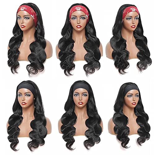 higher Body Wave Headband Human Hair Wig 26 Inch Glueless None Lace Front Wig Brazilian Virgin Hair Wear and Go Wigs for Black Women 150% Density Wigs Natural Color