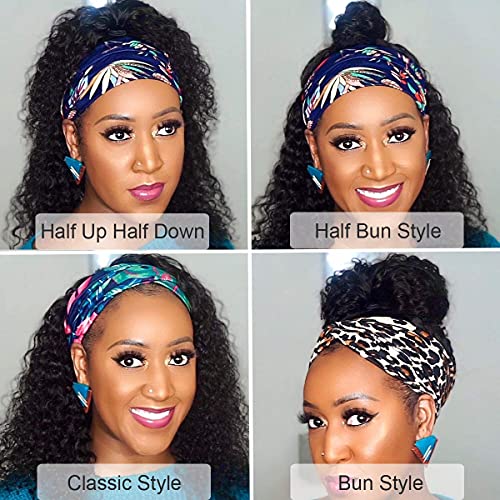 XSY 28 Inch Headband Human Hair Wigs Deep Wave None Lace Front Wigs Brazilian Virgin Human Hair Glueless Machine Made Headband Wigs for Black Women
