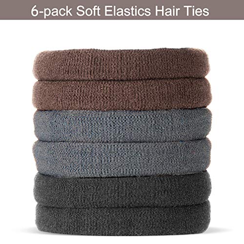 YaFex Hair Bun Maker Kit, Donut Bun Maker 4 Pieces (Large, Medium and Small), 6 Pieces Elastic Hair Ties, 20 Pieces Hair Bobby Pins, Brown