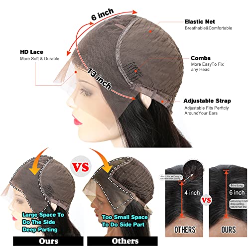 30 Inch 13x6 Lace Front Wigs Human Hair 15A Straight HD Lace Frontal Wigs Human Hair for Black Women Glueless Wigs Pre Plucked with Baby Hair Natural Hairline