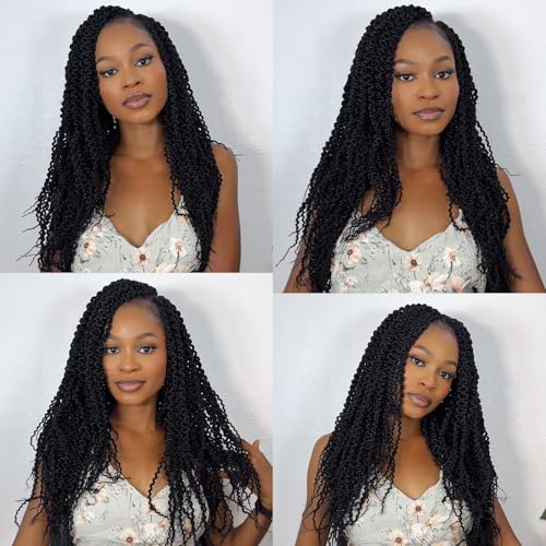 Curly Senegalese Twist Crochet Hair Pre-looped 7 Packs Small Twist Crochet Hair for Women 140 Strands Senegalese Twists Hair with Straight Ends Synthetic Crochet Braids(T350, 18 Inch)