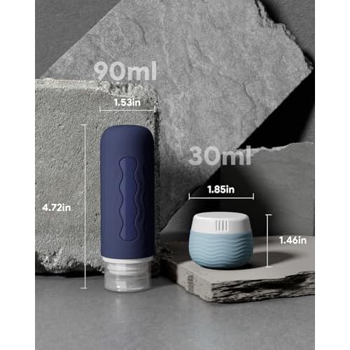 Yinke Silicone Cream Jars, TSA Approved Travel Size Containers, Leak-proof Travel Essentials/Accessories with Lid for Cosmetic Face Body Cream (4 Pack)