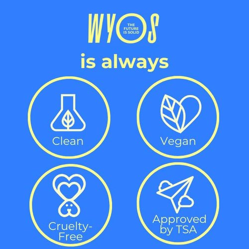 WYOS Face Cleanser Stick 3 Pack, Travel Friendly No Leaks, Vegan, Cruelty Free, Sulfate Free, Paraben Free, Safe For Sensitive Skin, Hydrating Glycerin Enriched Facial Wash