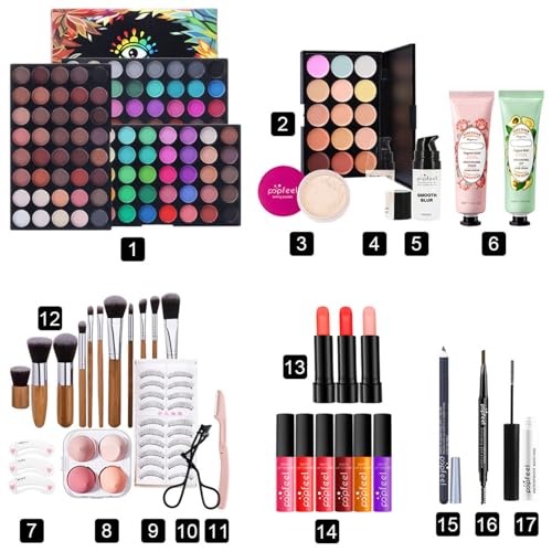 FantasyDay Women Makeup Gift Set Full Makeup Kit Include 120 Color Eyeshadow Palette, 3 Lipstick,15 Color Cream Concealer, 1 Concealer stick,1 Eyebrow pencil,1 Eyeliner,1 Mascara,5 Lipgloss,15 Brush
