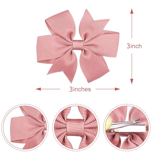 C?LLOT 70pcs 3 Inch Boutique Grosgrain Ribbon Pinwheel Hair Bows,Toddler Bows Hair Clips for Baby Girls Birthday Gifts In Pair