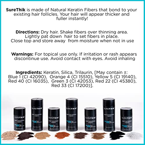 SURETHIK Hair Thickening Fibers (Pack of 4 x 30g Bottle, Medium Brown), For Thicker Looking Hair, Building Hair Fibers to Conceal Thinning Hair for Men & Women