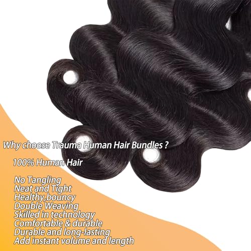 Body Wave Human Hair 100% Unprocessed Brazilian human Hair3 Bundles 24 26 28 Inch 300g/Pack Body Wave Selected Healthy Natural Black soft Smooth Double Weft Quick Weft Extensions for Women