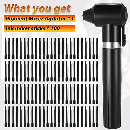 Ink Mixer Pigment Mixer - NAQASE Machine Ink Agitator Machine with 100pcs Ink Mixer Sticks Black