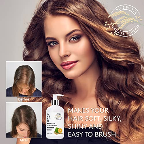 Luv Me Care Rice Water Hair Thickening Conditioner - with Biotin Improve Strength, Volume, and Shine, Deep Conditioning for Dry, Frizzy, or Curly Strands 10 Fl Oz