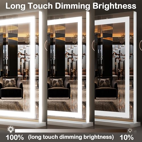 FENNIO Large Vanity Mirror with Lights£¬32" x 22"Lighted Makeup Mirror, Large Makeup Mirror with Lights, Touch Sensor with Dimmable 3 Modes£¬ Vanity Mirror Square White