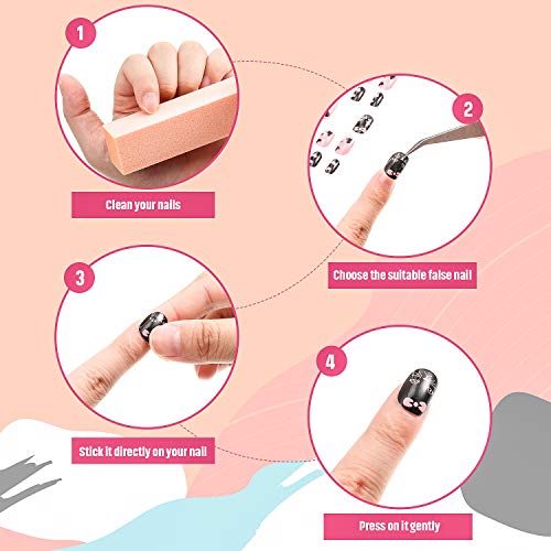 Maitys 240 Pcs Children False Nails Fall Thanksgiving Kids Girls Press on Short Artificial Fake Nails Pre Glue Full Cover Acrylic Nail Kit for Children Girl Nail Decoration, 10 Boxes(Pink Heart)