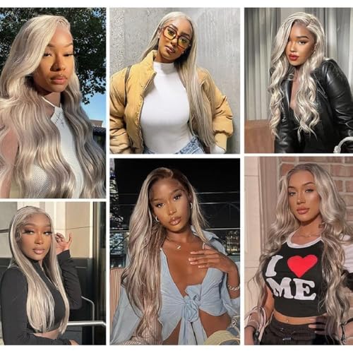 26 28 30 Inch Human Hair Bundles Sliver Grey Body Wave Bundles Human Hair 100% Unprocessed Soft Sewn In Hair for Black Women with Double Weft