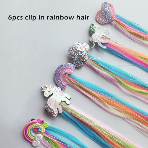 6-Pack 16-Inch Glitter Tinsel Hair Extensions ?Silver Clip-In Strands ? Sparkly Hair Accessories for Girls & Women ? Easy to Wear for Parties, Festivals & Daily Fun