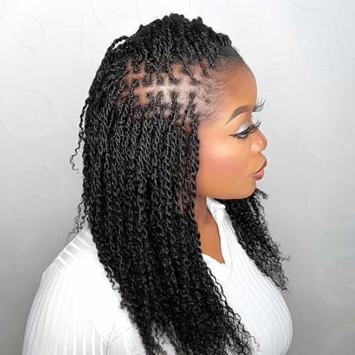 QVR Afro Kinkys Bulk Human Hair for Dreadlock Extensions Repair Locs 150 Gram, Natural Black 18inches Mini Spring Twist Braiding Afro Kinky Human Hair for LocKs