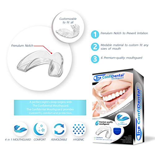 The ConfiDental - Pack of 6 Moldable Mouth Guard for Teeth Grinding Clenching Bruxism, Sport Athletic, Whitening Tray