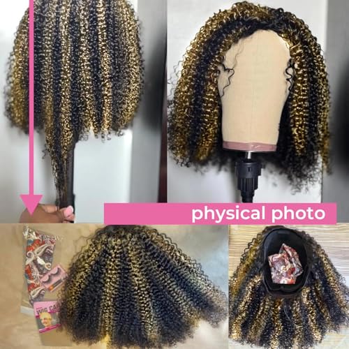 250% Density Kinky Curly Half Wig Human Hair Update 3 In 1 Seamless Flip Over Wigs Human Hair Wear and Go Glueless Wig Beginner Friendly Drawstring Wig for Black Women 20 Inch