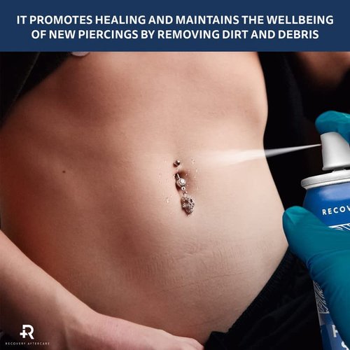 Recovery Aftercare - Purified Saline Wash - Piercing Aftercare Purified Saline Spray - Soothing & All Natural Piercing Cleaner (1.5 oz) (Pack of 2)