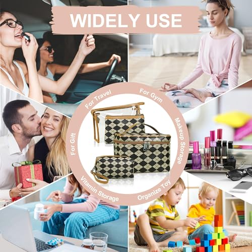 Makeup Bag 4 Pcs Waterproof Cosmetic Bag Set Portable Travel Cosmetic Bag Multifunction Organizer Storage Bag Toiletry Bag forWomen and Girls (BROWN)