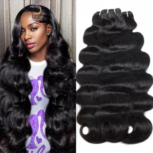 Iwish Raw Bundles Human Hair Body Wave Thick Ends No Tangle Shedding 12A Raw Indian Hair Bundles 16 18 20 Inches Natural Black Color 1B Weave Bundle Human Hair 3Pcs/Lot