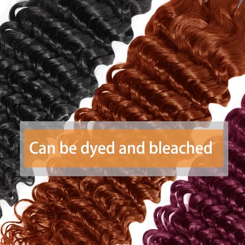 Deep Wave Bundles Human Hair 22 22 22 Inch Curly Human Hair Bundles, 100% Unprocessed 12A Brazilian Virgin Hair with Aligned Scales Wet and Wavy Deep Curly Water Wave Bundles for Black Women
