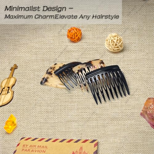 4-Piece Small French Combs for Fine Hair - Decorative Side Combs for Women Fine Thin Hair
