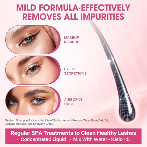 Lash Shampoo Concentrate | 100ml Oil-Free Foaming Cleanser for Gentle, Deep Lash Cleansing
