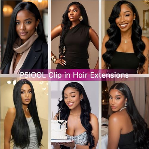 Clip in Hair Extensions Real Human Hair 18 Inch 100g 8pcs Invisible Seamless Real Hair Clip In Hairpiece, Double Layer Woven Real Hair, Specially Designed for Women, 1B Natural Black