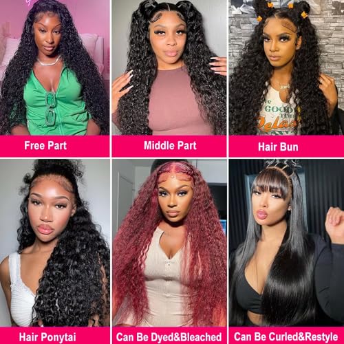 QinMei 13x6 Lace Front Wigs Human Hair Deep Curly Lace Frontal Wigs Human Hair for Black Women Wet and Wavy Glueless Wigs Human Hair Pre Plucked with Baby Hair Natural Color 28 Inch