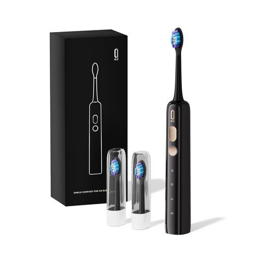 O.H.B Sonic Electric Toothbrush, Electronic 80° Wave Oscillation & Vibration Travel Sonic Toothbrush for Adults with 9 Modes, Timer, 2 Brush Heads, IPX8 Waterproof, Rechargeable, 60-Day Battery Life