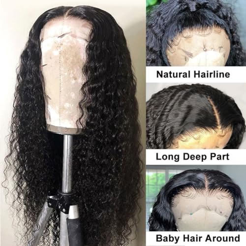 Aliglossy Deep Wave Lace Front Wig Human Hair 13x4 Curly Lace Frontal Wig for Black Women 180 Density Kinky Curly Wet and Wavy Glueless Wig Human Hair