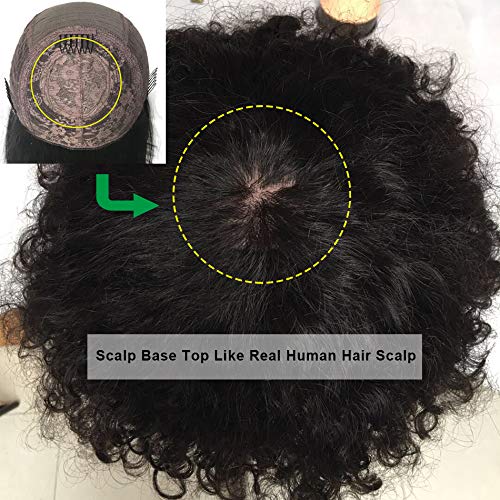 Full 200 Density Afro Kinky Curly Human Hair Wig With Bang Brazilian Virgin Afro Coily Wigs Bangs For Black Women Machine Scalp Top Wig Glueless 16inch