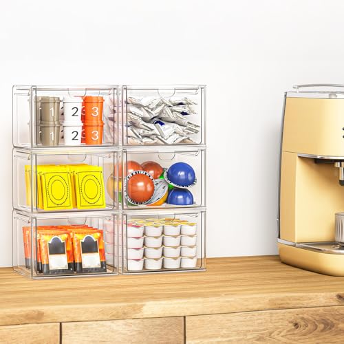 Stackable Stroage Drawers, Acrylic Makeup Organizer, Plastic Storage Bins For Vanity, Undersink, Kitchen Cabinets, Pantry, Home Organization ? Clear